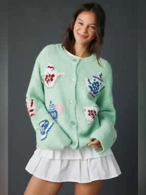 New Urban Outfitters BDG Becca tea time teapot oversized cardigan sweater